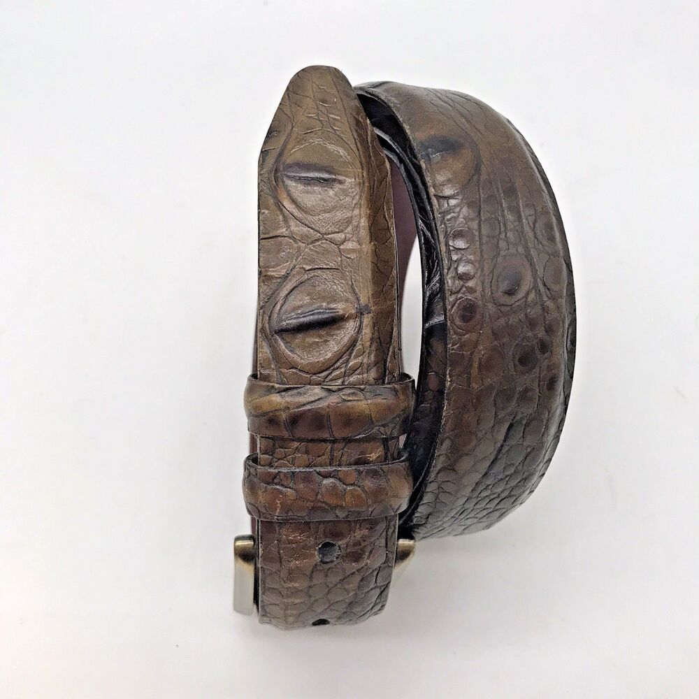 Tulliani Croc Embossed Italian Calfskin Belt Men's 46 Brown Roller Belt 2103 USA - Picture 13 of 16